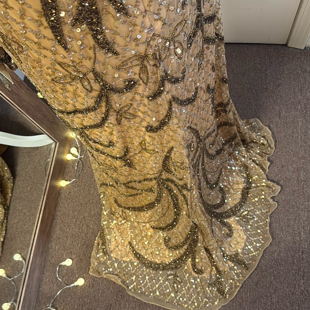 Mac Duggal Gold One Shoulder Dress - Picture 14 of 16